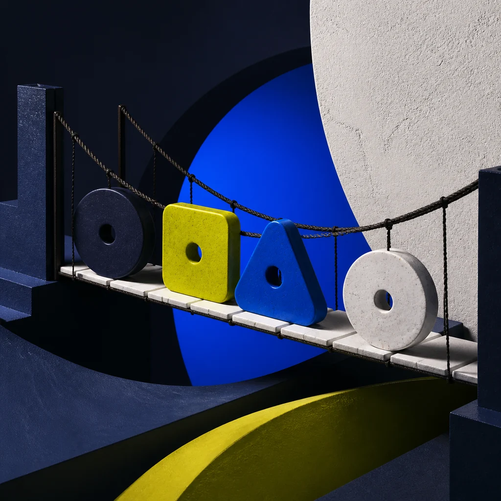 Connected sculptural stages